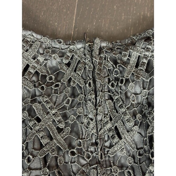 Anne Fontaine Cocktail Dress Black Lace 38 Short Sleeve Sheer Layered - Picture 10 of 11